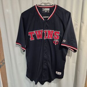 True Fan MLB Minnesota Twins Men's Navy Blue Baseball Jersey Size M